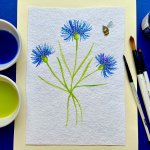 Bumble Bee and Wildflowers - acrylic ink workshop