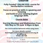 ESOL Communication course - FREE for Hertfordshire Residents