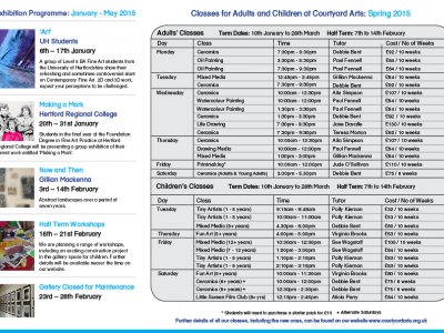 Events Programme Spring 2015