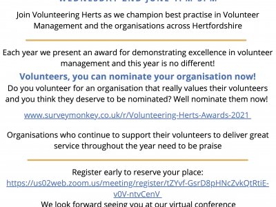 Volunteering Herts Annual Conference & Excellence in Volunteer