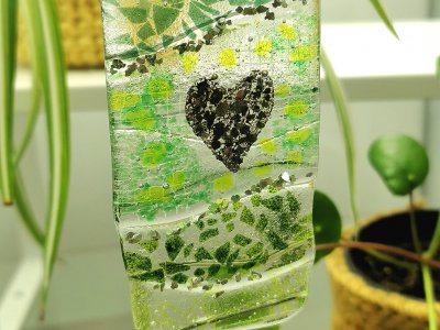 Fused Glass Valentines Window Hanger