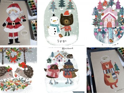 Mixed Media Christmas Card Workshop w. Lindsay Loves to Draw
