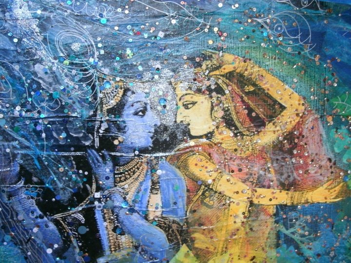 Radha- Krishna, mixed media on canvas
