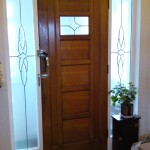 Bevel glass front door.