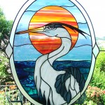 stained glass heron bird