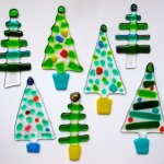 Fused glass Xmas tree decorations