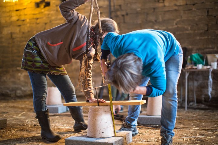 Gather-ing - working on the install with artist Gillian Widden