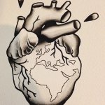 Heart with earth (black & white)