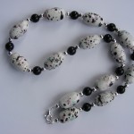 Semi Precious Black Onyx and Porcelain Necklace