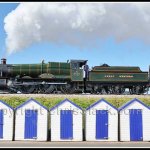 Steam train and beach huts