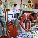 Students working in the studio at Coombe Farm Studios