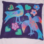 Two birds cushion - bright