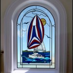 Yacht - Sailing boat stained glass design pattern.