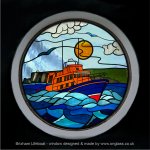 Brixham RNLI Lifeboat round stained glass porthole round window