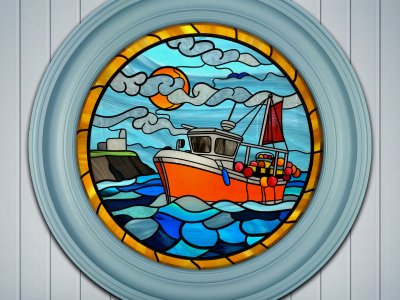 Cornish Cadgwith Crabber port hole round window