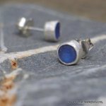 Blue sea glass studs