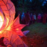 Choir with paper light sculpture