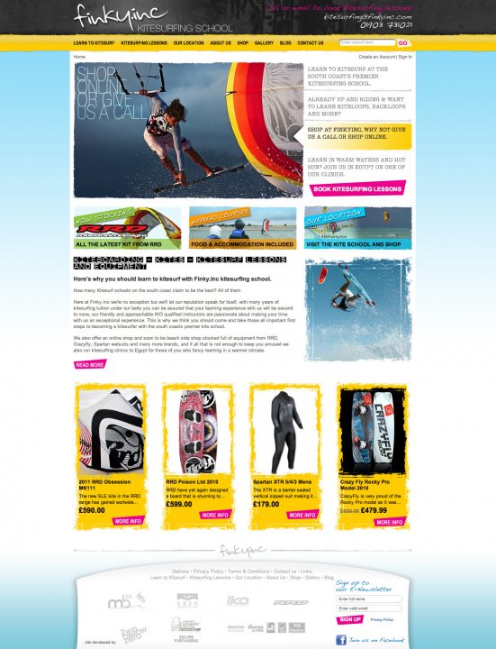 E-commerce site for a kitesurfing school