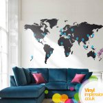 Large World Map Wall Sticker