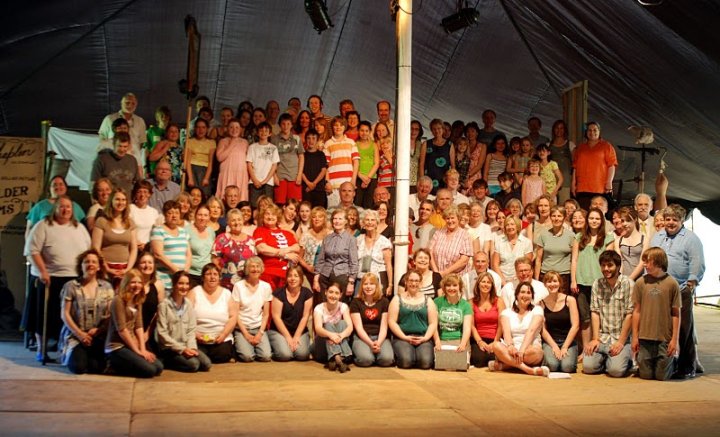 The cast and crew of a Claque community play